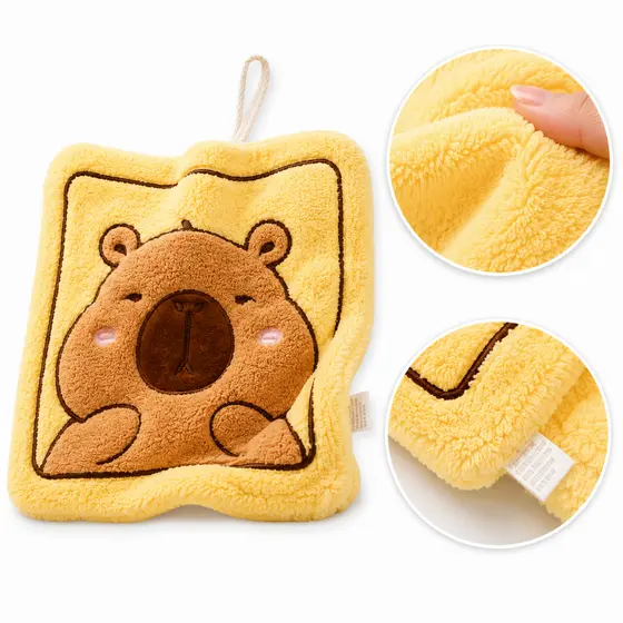 Toalha de Rosto Capivara Infantil Super Macia Desenho Divertido para Crianças