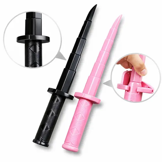 Espadas Katana Ninja Infantil Kit 2 Unidades Brinquedo Samurai Plástico Rosa e Preto