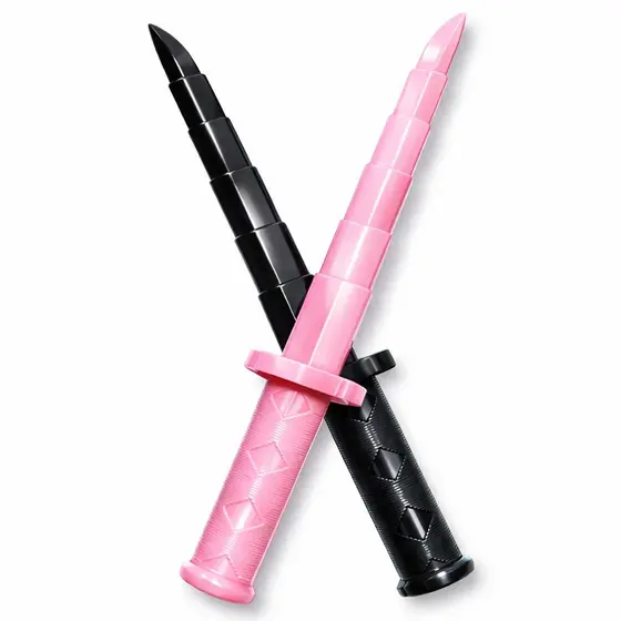 Kit Espadas Ninja Infantil Katana Brinquedo de Plástico Samurai Rosa e Preta