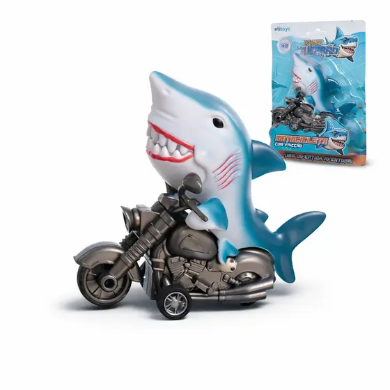 Brinquedo Tubarão Moto Fricção Infantil Plástico Resistente Educativo 15cm