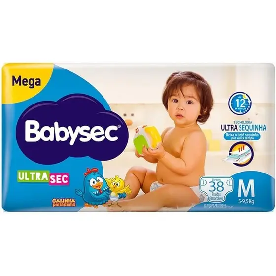 FRALDA DESCARTAVEL BABYSEC ULTRA MEGA M COM 38 UNIDADADES