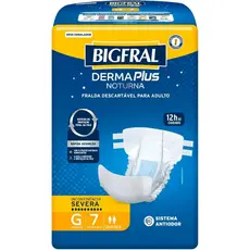 FRALDA BIGFRAL DERMA PLUS DESCARTAVEL NOTURNA G COM 7 UNIDADES