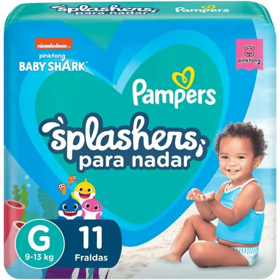 Fralda Pampers Splashers Piscina G c/11 - Descartável, Resistente à Água e Ideal para Praia