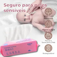 Toalha Lenço Facial Descartável 60 Unidades Skincare, Limpeza de Pele e Remoção de Maquiagem - SQ7962