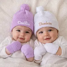 Kit Touca e Luva Tricot qualidade Premium - Personalizados - Antialérgico RN