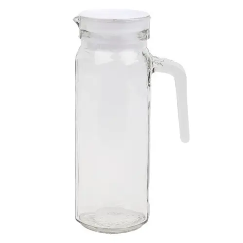 Jarra Vidro Transparente Redonda Capacidade 1 Litro Design Moderno Resistente Facil Limpeza