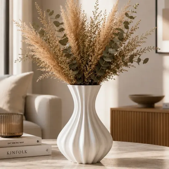Vaso Decorativo Moderno Branco Preto Jarro para Flores Artificiais Decoração