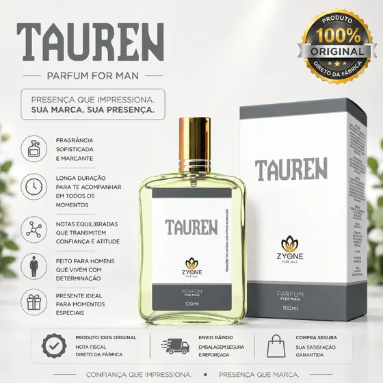 Perfume Tauren Masculino Zyone Alta Fixação 25% de Essência Importada Parfum