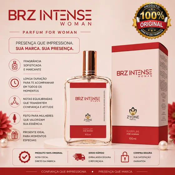 Perfume Brz Intense Woman Feminino Zyone Alta Fixação Essência Importada Parfum