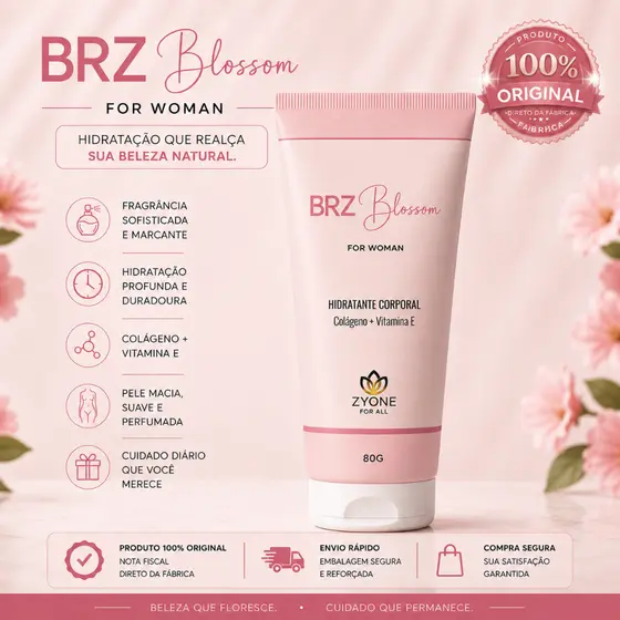 Brz Blossom Creme Hidratante Feminino Zyone Perfumado Essência Importada Antigo 121 Rose