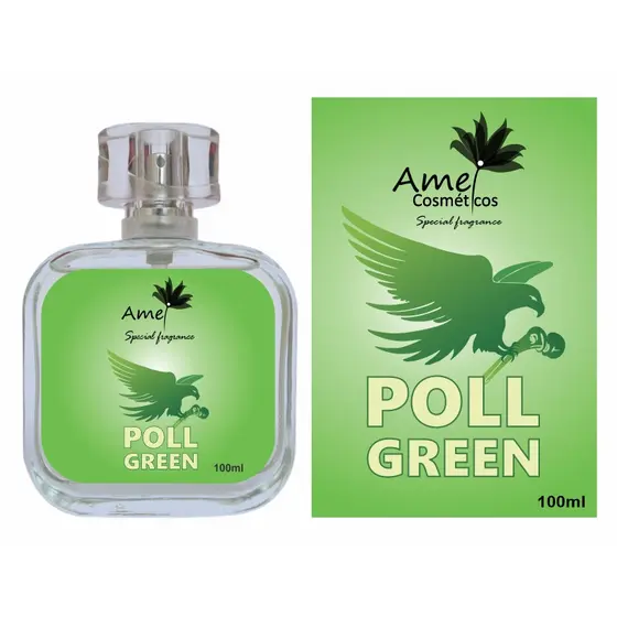 Perfume Poll Green Masculino Amei Cosméticos Alta Fixação 33% de Essência Importada EDP