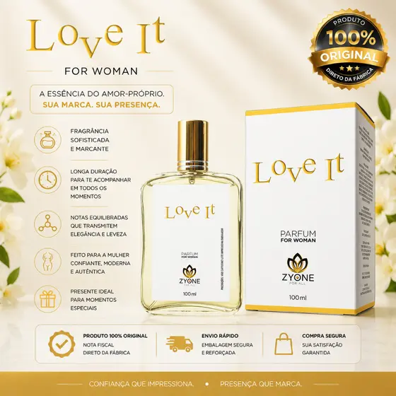 Love It Perfume Zyone Cosméticos Feminino Parfum 100ml Alta Fixação Essência Premium