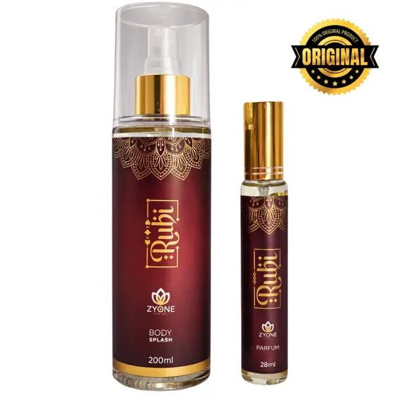 Kit Rubi Zyone Perfume Árabe Feminino 28ml E Body Splash 200ml