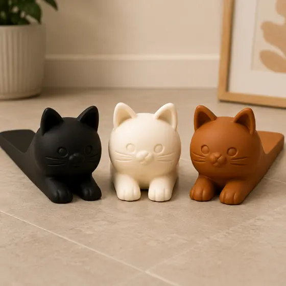 Trava Porta Gato Antiderrapante | Batente Porta Cunha Calço Decorativo Resistente Animais Fofos