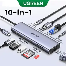 Ugreen Hub Adaptador 10 em 1 p/Usb C 4k/30Hz Cinza