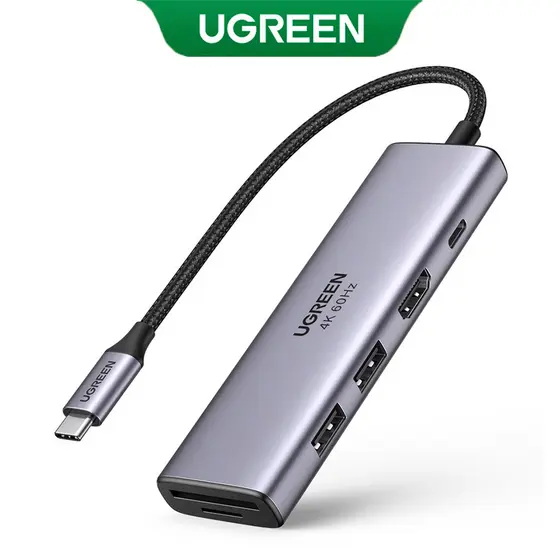 UGREEN Hub Multifuncional 6 em 1 para Usb C Cinza