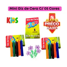150 CAIXA MINI GIZ DE CERA C/05 CORES KIT FESTA LEMBRANCINHA INFANTIL