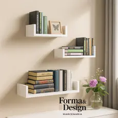 Kit 3 Prateleiras U MDF Nicho Branco 30cm | 40cm | 50cm | 60cm – Decorativo para Sala, Quarto e Cozinha Envio Imediato