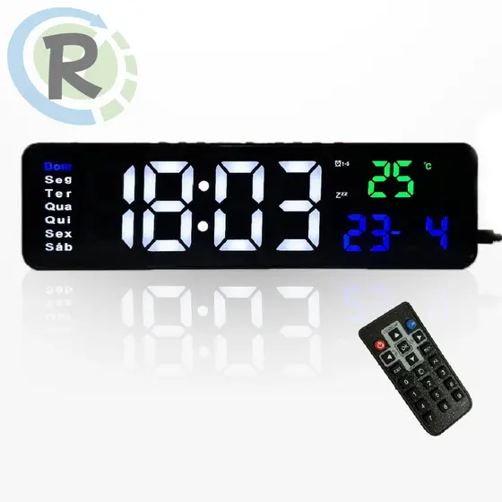 Rel贸gio E Cron么metro Digital De Parede Mesa Led Com Controle LE2165