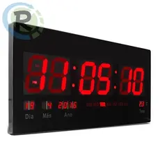 Relógio De Parede Led Digital Grande 46cm Termômetro Data