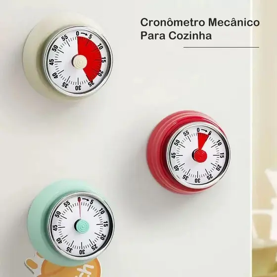 Cronômetro De Cozinha Imã Lembrete Mecânico De Aço Inoxidável Contagem Regressiva Casa Analógico