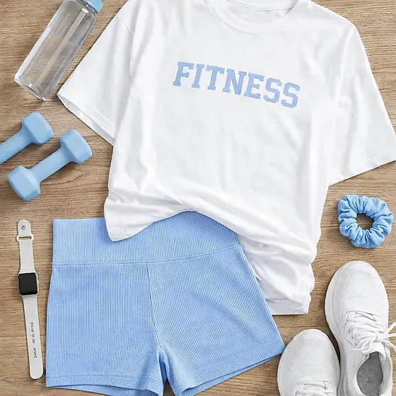 Short + Camiseta  de Academia Cintura Alta Short Yoga Treino Cos Alto Perfeito Para Academia