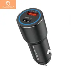H'maston L06L 45W Carregador  para Celular Veicular Carro Fonte 2 entradas USB Turbo Rápido