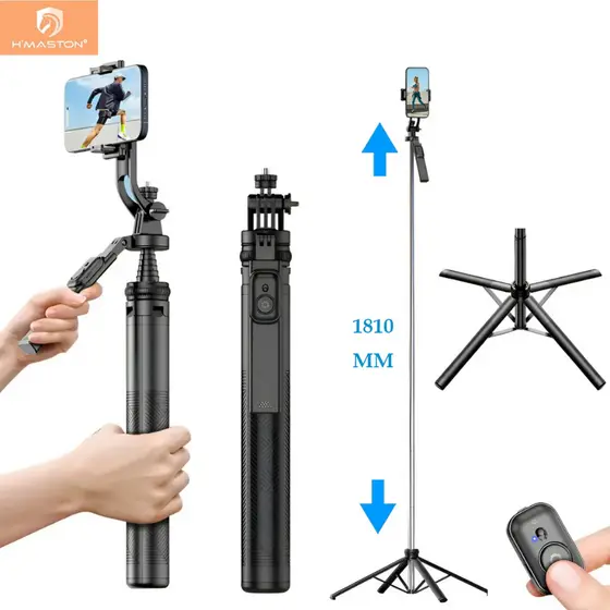 H'maston ZP-17 Bastão Tripé Pau De Selfie Para Celular Com Controle 181 Cm