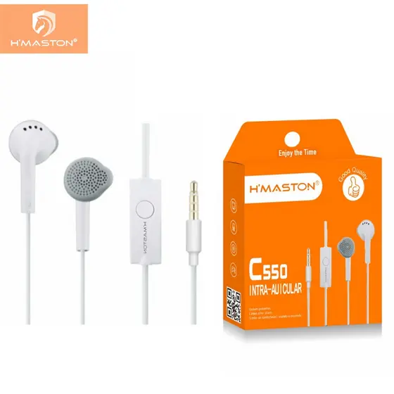 H'maston C550 Fone De Ouvido Com Fio e Microfone Fone de ouvido para celular entrada de 3.5mm