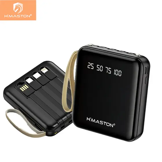 H'maston YD67 Carregador Power Bank Portátil 4 Cabos 10000mAh com indicador LED inteligente