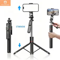H'maston 1.7M ZP-25 Tripé Bastão Pau De Selfie Comprido Controle Sem Fio Bluetooth