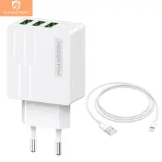H'maston Y42 5.1A Turbo V8 Lightning/IOS Tipo-c Carregador 3 USB 1Metor