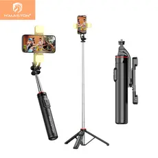 H'maston ZP-15 Selfie stick 1.35M de sem fio Bluetooth tripé portátil retrátil Com Controle E Led