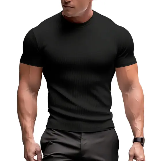 Kit 3 Camiseta Masculina Canelada Gringa Manga Curta Slim