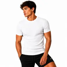 Camisa Masculina Malha Canelada Manga Curta Slim Luxo Premium