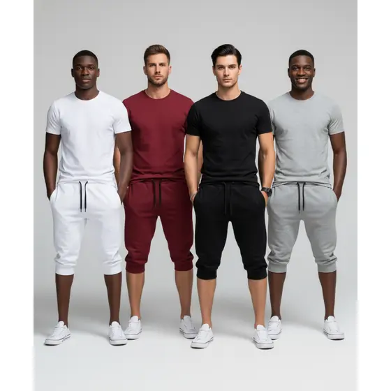 Kit 4 Bermuda Lisas Skinny Masculina Jogger Moletom Verão