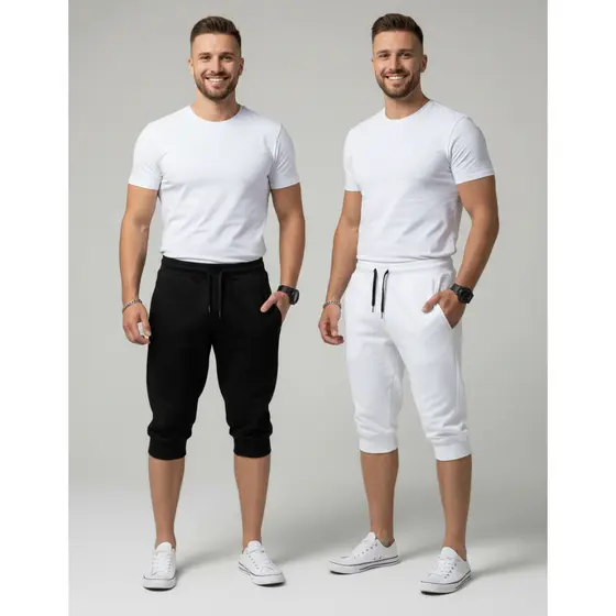 Kit 2 Bermudas Lisas De Moletom Jogger Masculina Skinny