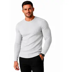 Camisa Masculina Malha Canelada Slim Manga Longa