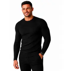 Camisa Masculina Slim Manga Longa Malha Canelada Premium