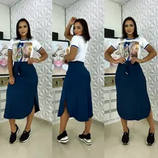 3 Saias Midi Feminina Com Fenda Prime Social Casual Evangélica Elegante Moderna Versátil Confortável