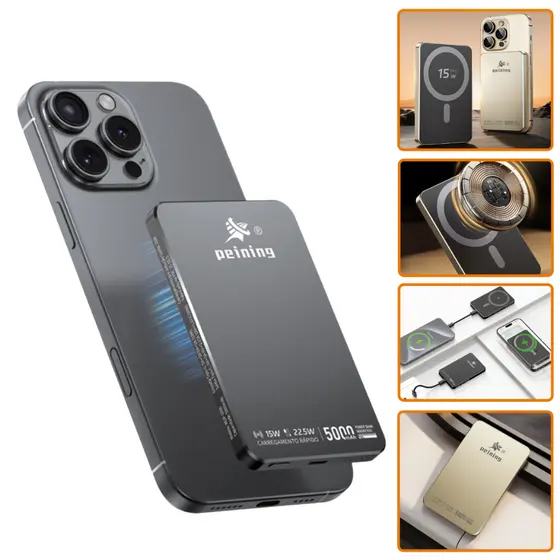 Power Bank Magnético 5000mAh | Carregador Sem Fio | Indução Qi | Compacto e Leve | Iphone e Android