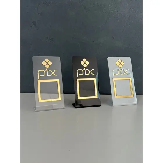 Placa Pix Pagamento QrCode de Mesa Balcão c/ base - Acrílico