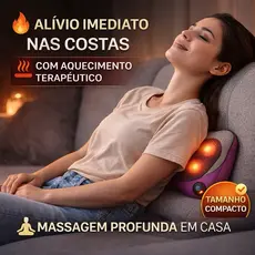 Almofada Massageadora Shiatsu com Aquecimento Infravermelho 2 Motores Lombar Pescoço Carro Bivolt