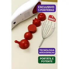 Massageador Infravermelho Aparelho Massagem Portátil Elétrico Profissional Vibratório 5 Ponteiras.