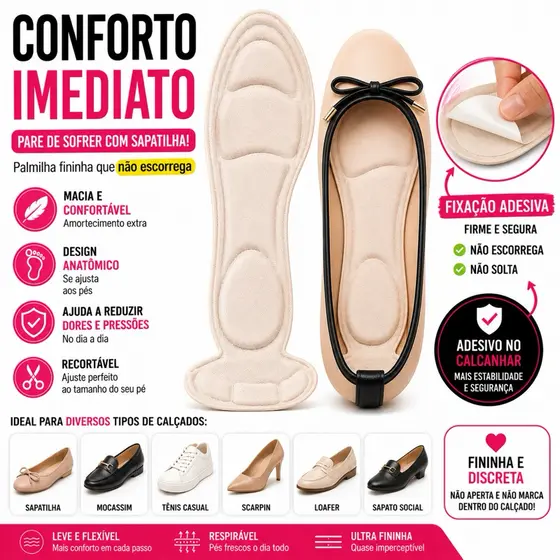 Palmilha Ortopédica Com Protetor de Calcanhar Tornozelo Para Salto Alto Sapatilha Sapato Unissex.