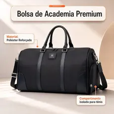 Bolsa Academia Grande Preta Premium Mala de Viagem de Mão com Alça Tiracolo