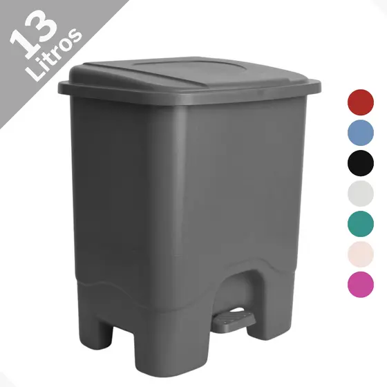 Lixeira 13 Litros Com Pedal Em Plástico Colorida Para Cozinha ou Banheiro