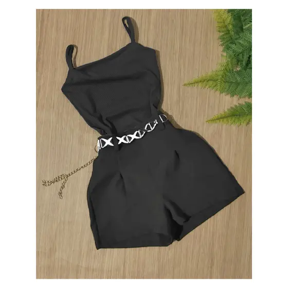 Conjunto2 um bory body ALÇINHA + Short preto com cinto