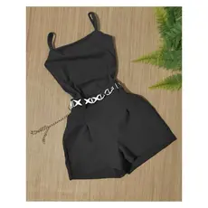 Conjunto2 um bory body ALÇINHA + Short preto com cinto