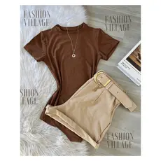 Conjunto2 bory body + Short com cinto gro Inspiração Moda Blogueira Tendencia 2025
